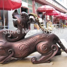 Xd 00814 Китайский Королевский Красный Бронза Медь Зло Фу Фу Собаки Лев Храбрые войска зверь Статуя