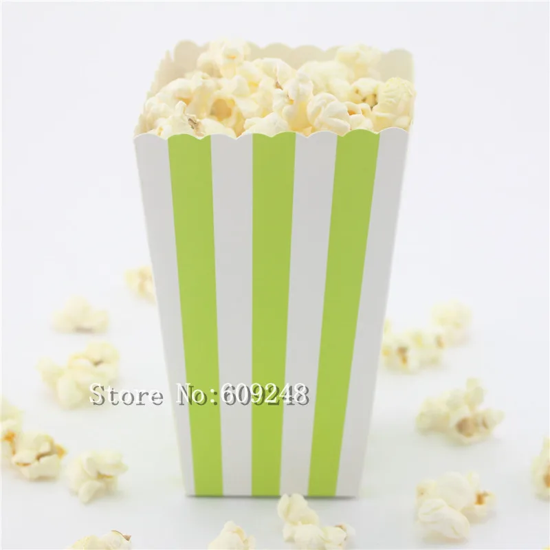 24pcs lime green striped paper popcorn boxes stripe party favor paper popcorn box