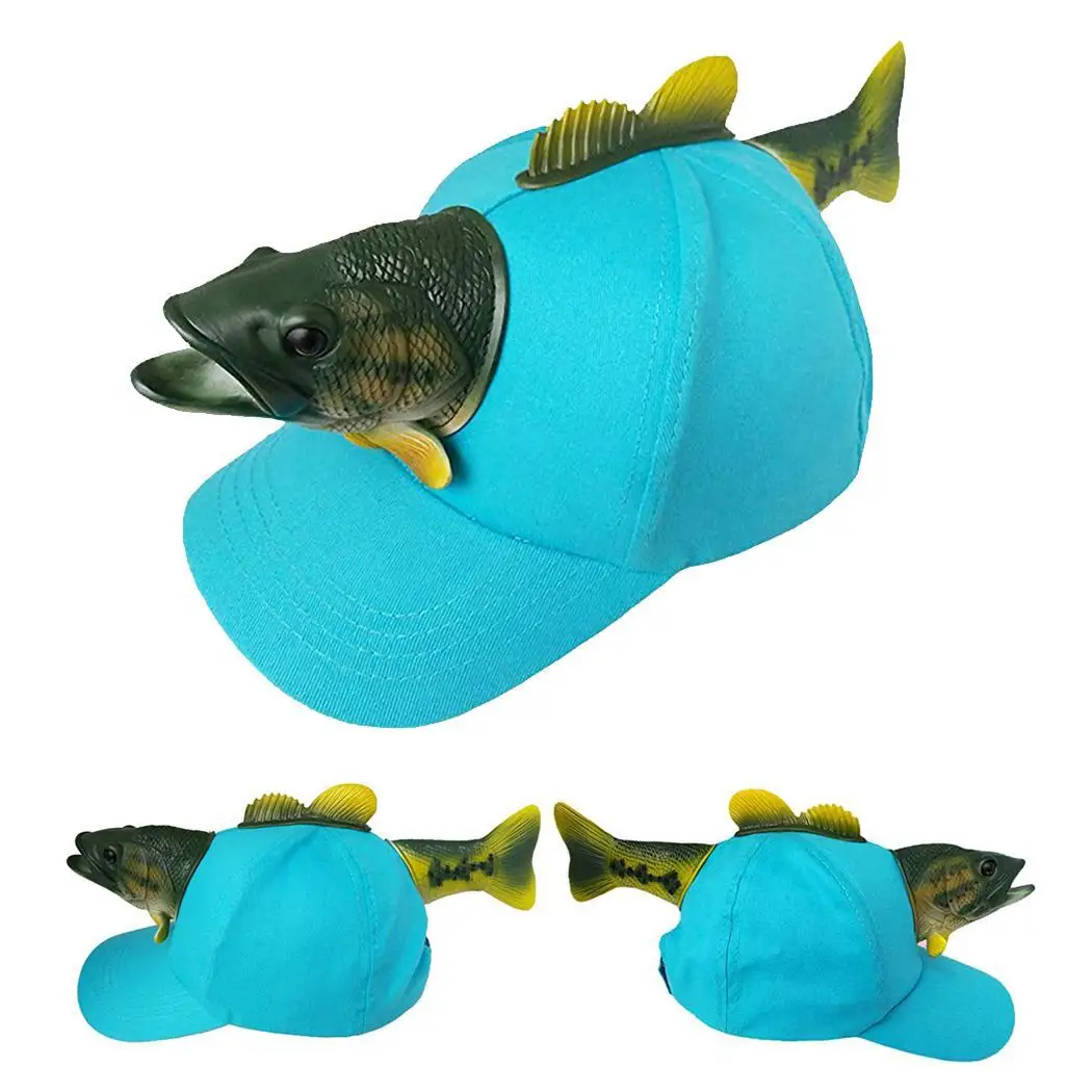 

Unisex Fashion 3D Fish Print Breathable Fastening Tape Baseball Light Blue Cap