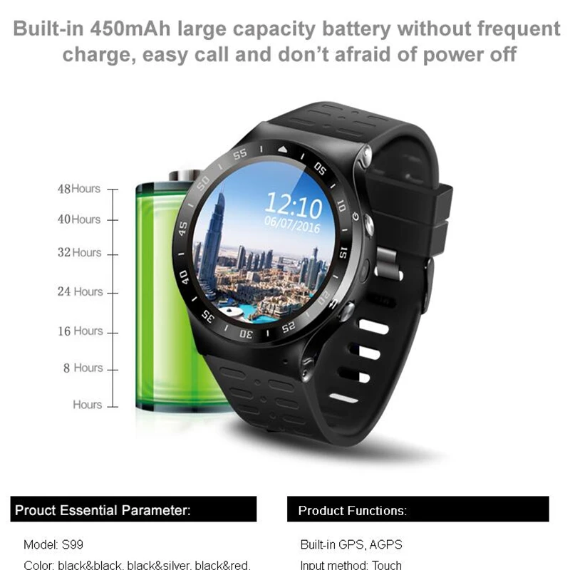 Умные часы S99A с камерой 5 МП, bluetooth, для SAMSUNG gear S3, iPhone, xiaomi, android, IOS, smartwatch, поддержка Nano Sim карты, gps