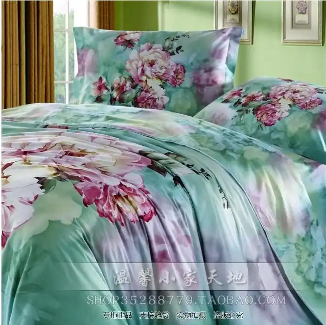 Vintage Mint Green Floral Flower Duvets Cover Bedspread Bedding Sets King Queen Size Bed In A Bag Sheets Quilt Bedroom Bed In A Bag Bed In Bagqueen Size Bed Aliexpress