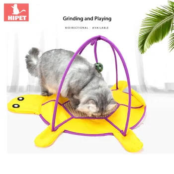 

Soft cute Cartoon golden turtle Sisal grinds claws cat toy Puppy kitten playing sleeping bed with a ball entertainment house toy