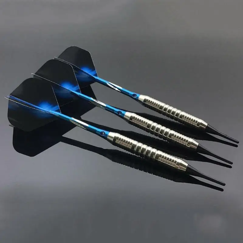 3pcs High Quality Blue Fire Pattern Professional 18 Grams Soft Tip Darts Iron