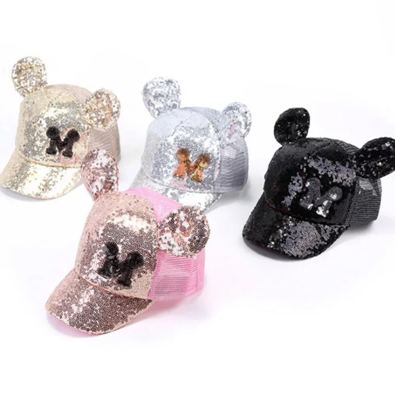 

2018 Hot Sequins Ear Hats Kids Cap With Ears Funny Hats Spring Summer Hip Hop Boy Hats Caps