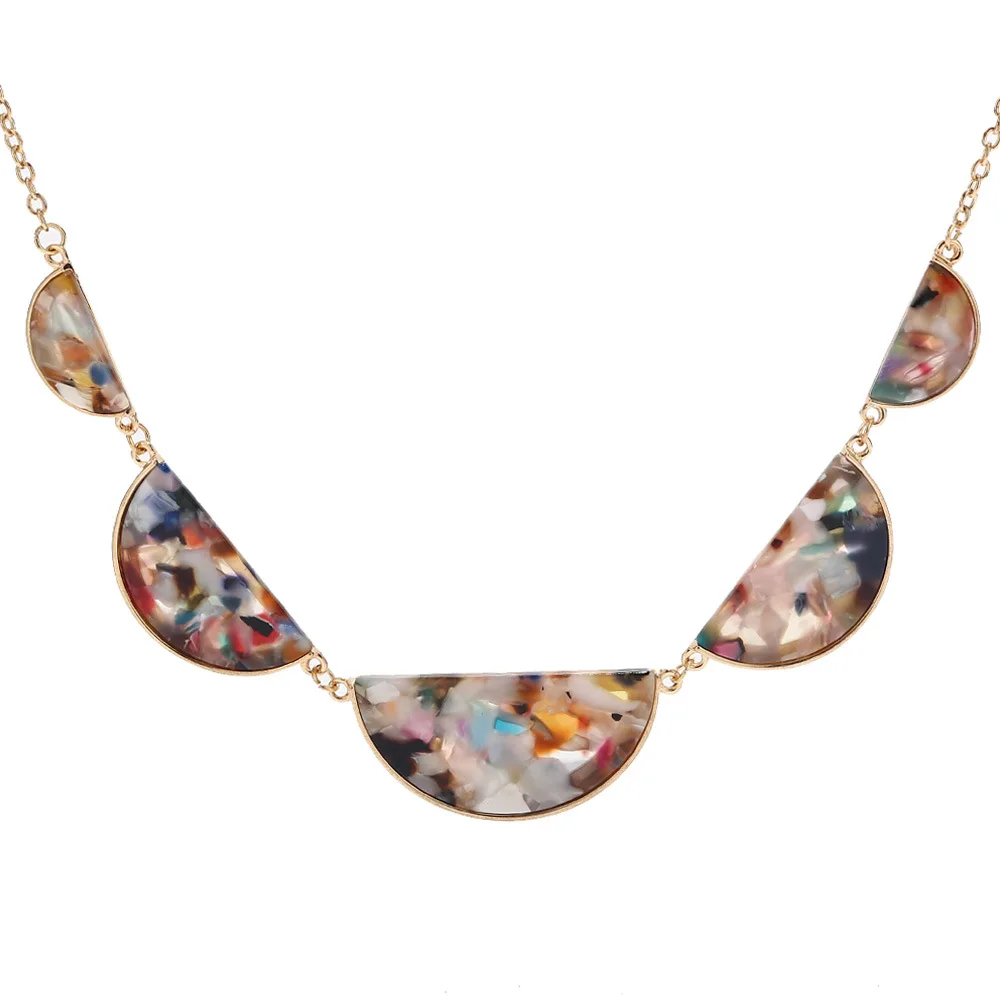 

Geometric Acetate Acrylic Linked Necklace Gold Chain Women Necklace