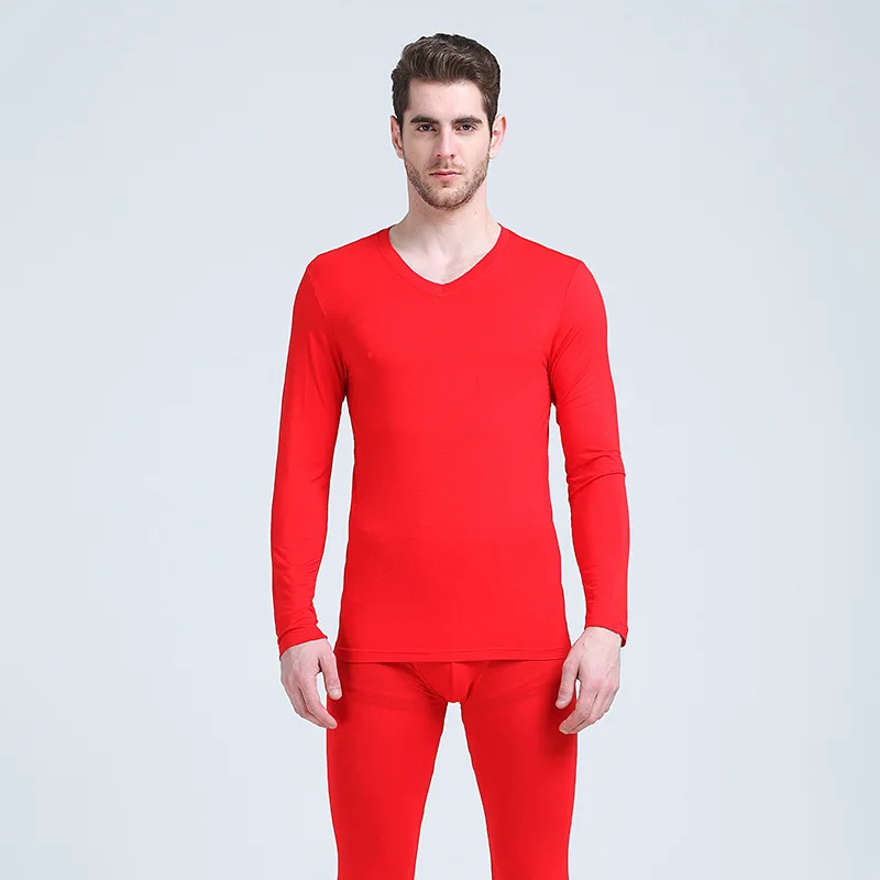 Long johns men modal thin thermal underwear V neck elastic body shapers Asian size XL to 6XL very large size 5