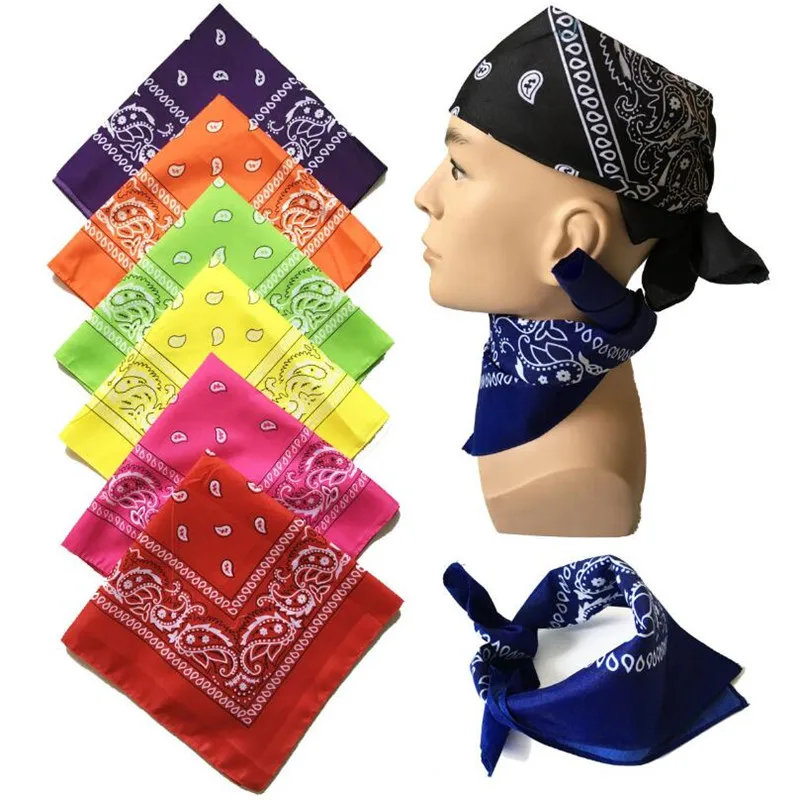 

Unisex Hip Hop Black Bandana Fashion Headwear Hair Band Neck Scarf Wrist Wraps Square scarves print Handkerchief High quality