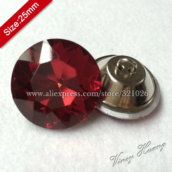Free shipping 100PCS/LOT 25MM RED Diamond Crystal Glass Buttons, Sofa Buttons, Upholstery