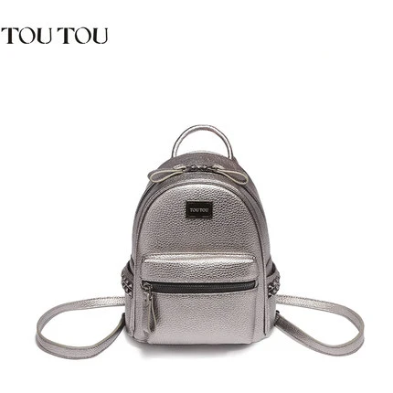 TT001 Женский мини-рюкзак, Модный молодежный кожаный рюкзак для девочки-подростка, Маленькая женская школьная сумка на плечо, рюкзак mochila - Цвет: medium silver