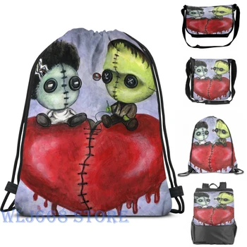 

Funny graphic print shoulder Bags women Bride and Franky Voodoo Dolls Single shoulder backpack travel for men Gym Bag