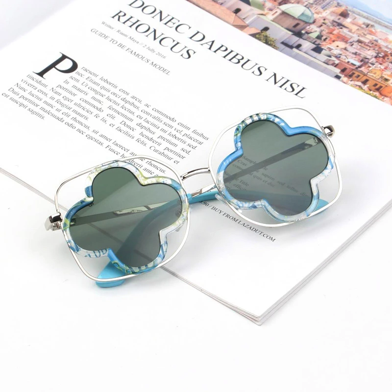 Seemfly модные детские солнцезащитные очки оправа прямоугольной формы цветок солнцезащитные очки для улицы с защитой от ультрафиолета-доказательство UV400 очки для мальчиков и девочек - Цвет линз: 5