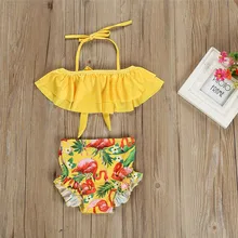 Детская одежда для маленьких девочек купальник бикини купальник Фламинго купальный плавательный костюм