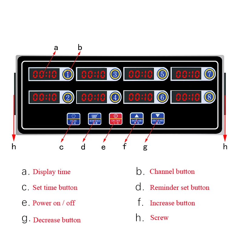 Гамбургер кухня восемь calculagraph 8 каналов таймер напоминание секундомер коммерческий громкий звук Кухня Мульти каналы таймер