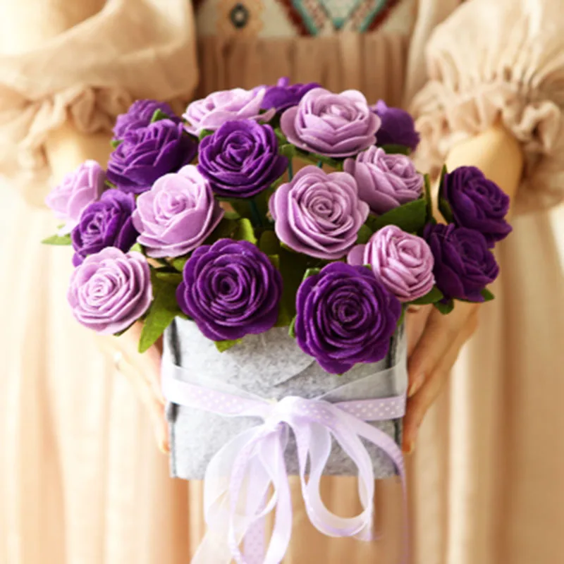 

New Felt Potted Plants Flower Theme Free Cutting Felt Material DIY Package Artificial Flowers Handmade Cloth Home Decorations