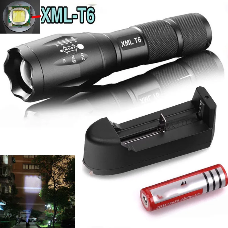 Zoomable CREE XM-L T6 2200Lumens cree led Torch cree LED Flashlight Torch light 3 mode +Charger +18650 Rechargeable Battery Zoomable CREE XM-L T6 2200Lumens cree led Torch cree LED Flashlight Torch light 3 mode +Charger +18650 Rechargeable Battery