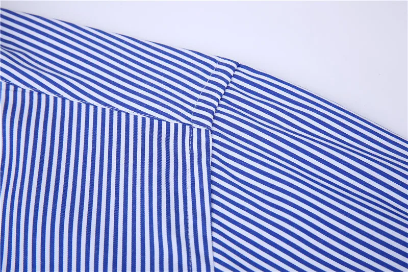 Высокое качество полосатый для мужчин Французский Запонки повседневное Мужская классическая рубашка с длинными рукавами белый воротник
