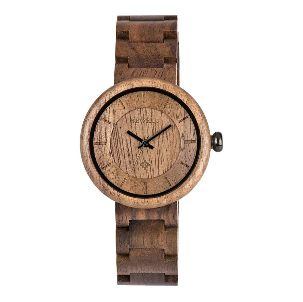 

Women Fashion Wood Band Round Analog Easy To Read Quartz Wrist Watch Bracelet Bangle Complete Schedule
