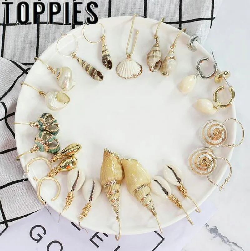 

2019 Summer Women Sea Shell Earrings Bohemian Beach Style Drop Earring Geometric Statement Women Jewelry