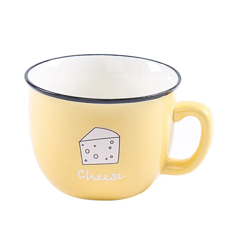 150 мл 250 мл 350 мл креативная Милая кофейная кружка термостойкая чашка цветная мультяшная чашка молочная чашка для завтрака керамическая кружка офисные подарки - Цвет: Светло-желтый