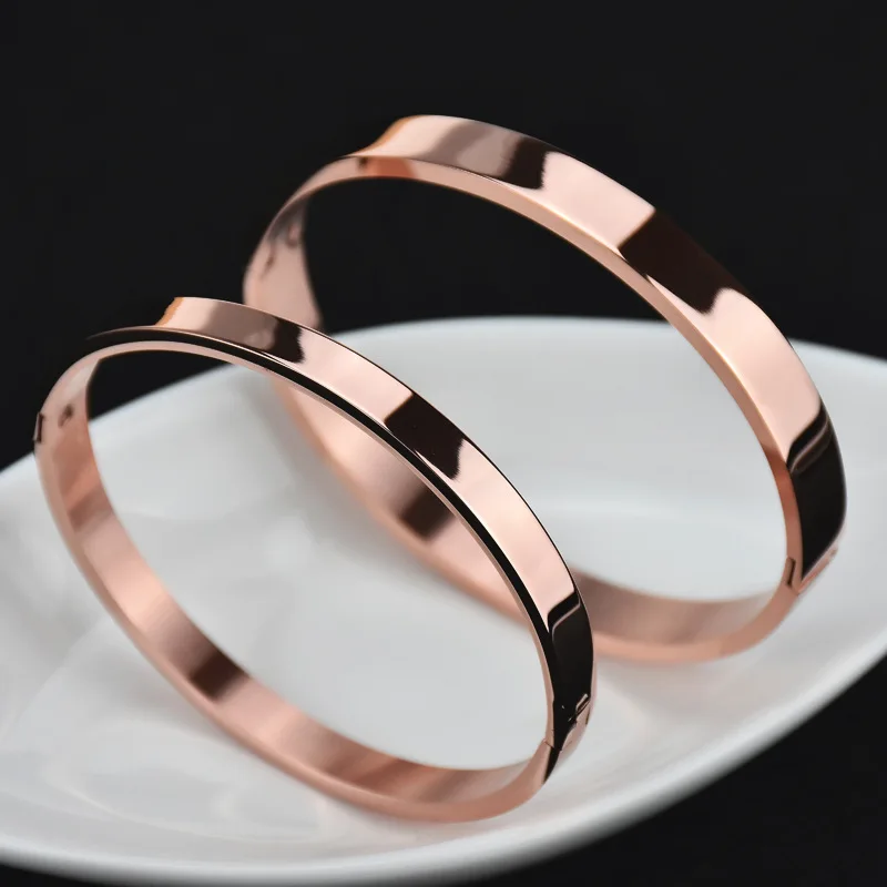 Титановая сталь, блестящие браслеты для пар, браслеты, розовое золото, обручальный свадебный ювелирный браслет для женщин, Pulsera BX002R