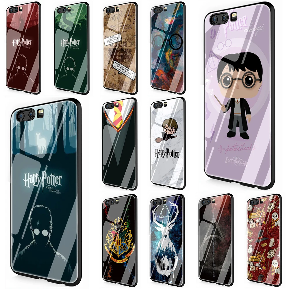 

Harry Potter Design Tempered Glass TPU Cover Case for Huawei P10 P20 Mate 20 Honor 9 10 Lite Pro 7A 8X P Smart