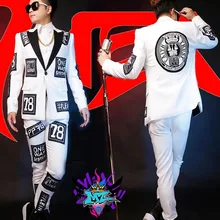 Горячие Мужские костюмы Тонкий DJ шерсть шерстяной плюс размер Блейзер мельница белая мода ткань костюм пальто для певицы для сцены костюмы для мужчин одежда