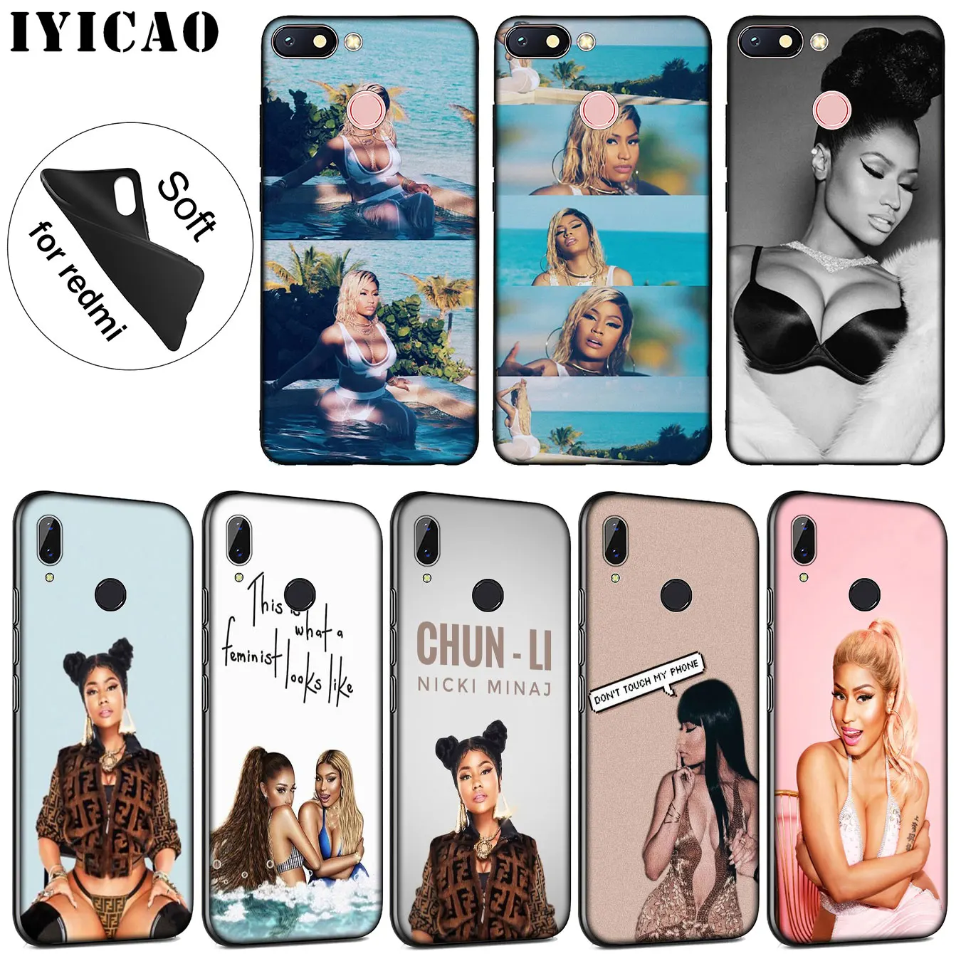 IYICAO Rap singer Nicki Minaj Soft Silicone Phone Case for Xiaomi Redmi K30 K20 8A 7A 6A 5A S2 GO Note 8 8T 7 5 6 Pro Cover |
