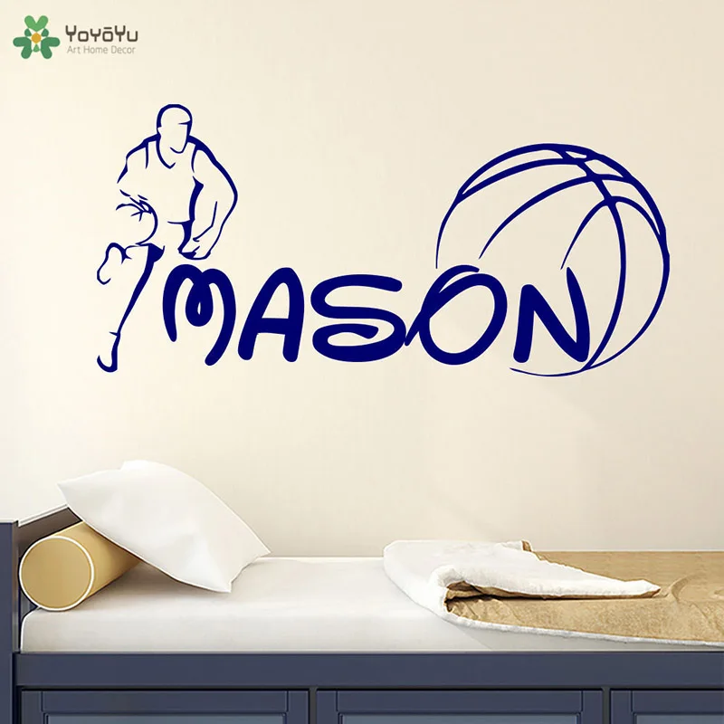 

YOYOYU Vinyl Wall Decal Sports Boy Basketball Personalized Custom Name Kids Room Home Art Decoration Stickers FD319