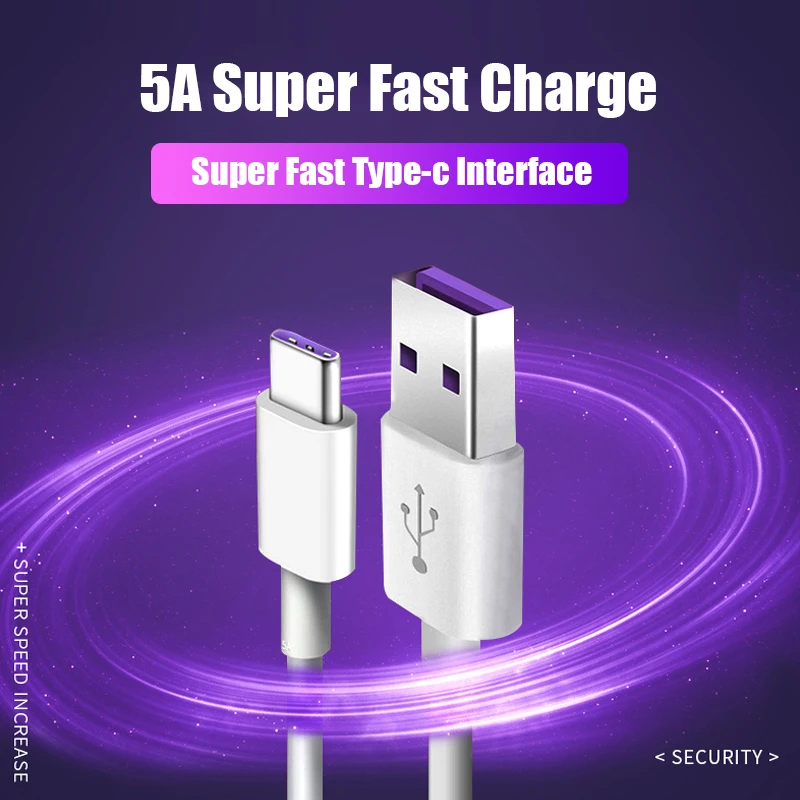 5A Supercharge Тип usb C кабель для huawei P20 Lite P30 Pro Быстрая быстрая зарядка Зарядное устройство USB c-кабель для samsung S10 S9 USBC провода