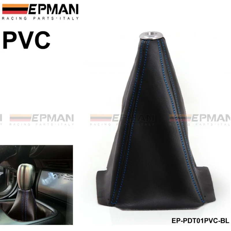 Jdm Universal Black PVC Grain Shifter Knob Boot Cover Stitching  (Color:Blue ,Red,Yellow) For VW GOLF GTI MK3 EP-PDT01PVC