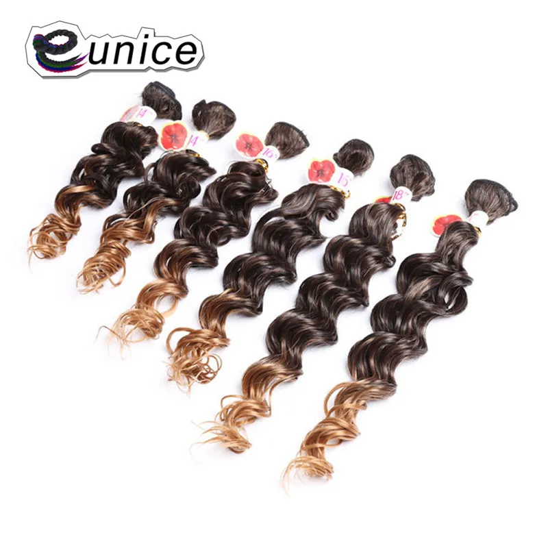 Ombre Jerry Curly Synthetic Hair Weave Bundles Colored Sew in hair Extensions  (36)