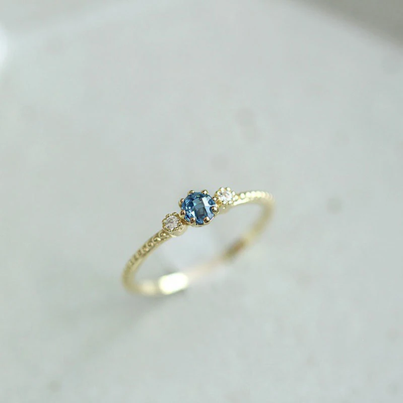 

Tisonliz Simple 3 Colors Blue Crystal Rings For Women Wedding Engagement Party Rings Anniversary Gift Fashion Jewelry Bijoux