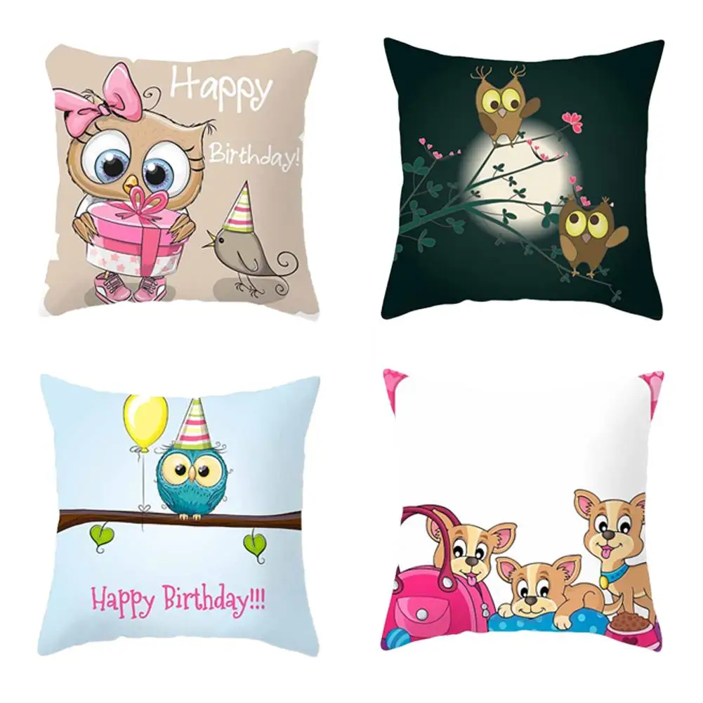 

45*45cm Cute Lovely Cartoon Owl Dog Throw Pillow Case Sofa Bed Cushion Cover Home Decor