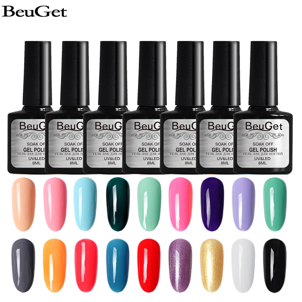 

Gel Varnish Nail Polish 12pcs Soak off (Gel varnish 10pcs+ base gel+top coat)36 Colors Long Lasting UV/LED Lacquer Nail art Gel