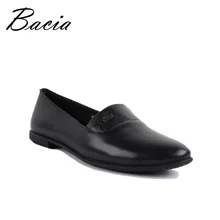 Bacia 2016 Klassische Frauen Matt Wohnungen schuhe Marke Frauen schuhe Frauen Aus Echtem Leder schuhe Schwarz Russion Größe freies verschiffen VB011