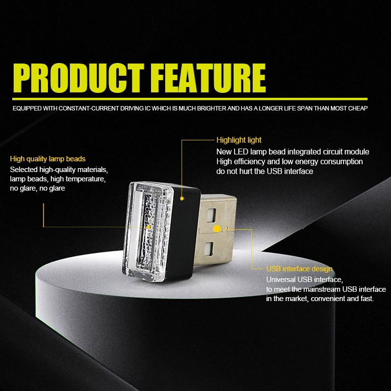 Hlxg 1 светодио дный шт. USB LED автомобиля атмосфера огни светодиодные