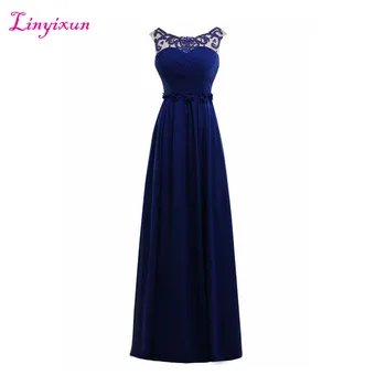 

Linyixun Real Photo Royal Blue Corset Chiffon Prom Dresses 2017 Elegant Long Sexy Sleeveless Cheap Formal Evening Dresses