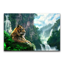5d пользовательские картина из бисера с изображением тигра водопад Пейзаж Вышивка крестиком Рождество Санта Клаус hibah домашний декор pintura Алмазная мозаика Круз