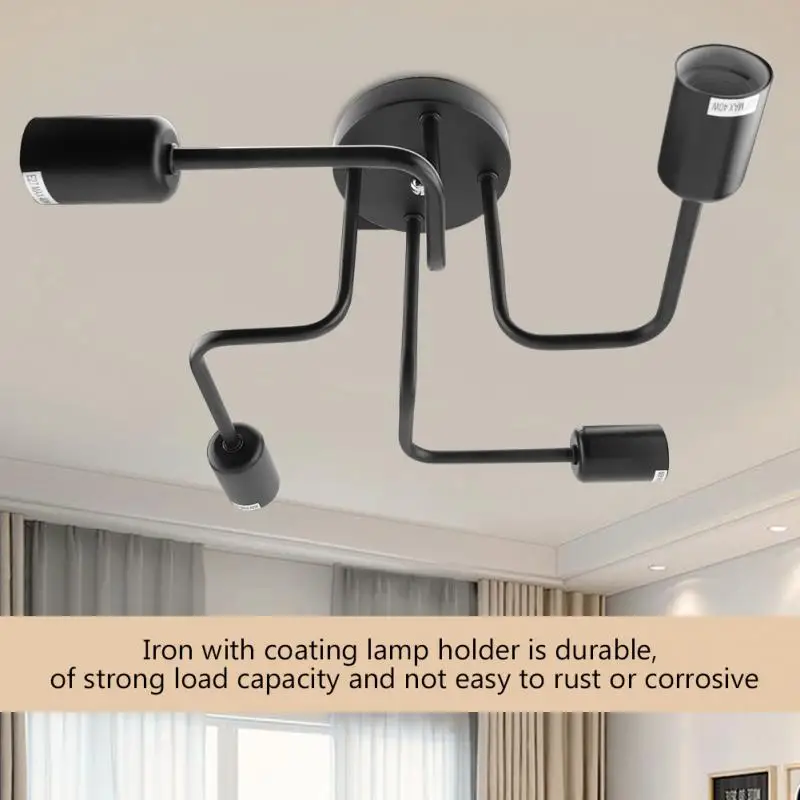

Vintage 4 Heads Ceiling Lamp Holder E27 Industrial Pendant Light Holder Iron Kitchen Bar Bulb Holder Lamp Base Light Fixtures