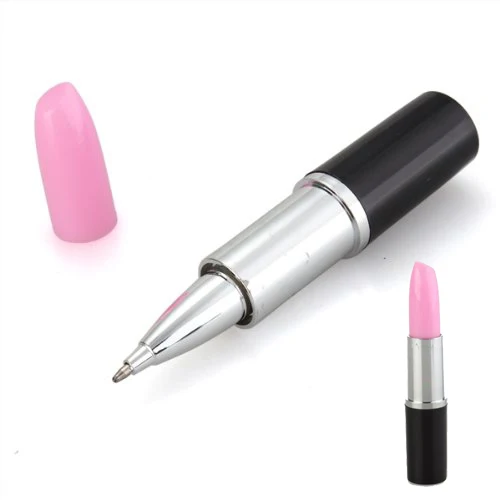 

SOSW- Pen Ball point pen Lipstick Shape pink Color Ink Blue