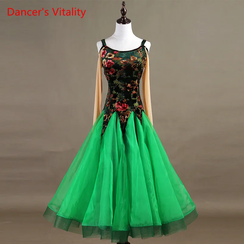 

2018 Ballroom Dancing Dress Fashion Printing Woman Modern Waltz Tango Dance Dresses Adult Standard Ballroom Competition Costume