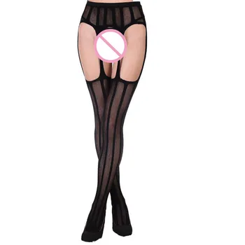 

Sexy Thigh High Stockings Female Embroidery Stripe High Waist Stockings Pantyhose Hollow Elastic Tights Fishnet Kousen Skarpetki