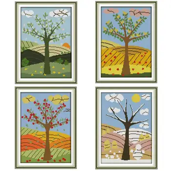 

The four seasons scenery Counted Cross Stitch 11CT 14CT Cross Stitch Set Wholesale Cross-stitch Kit Embroidery Needlework