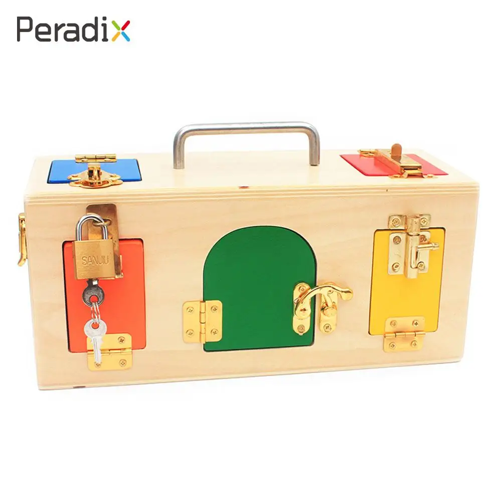 

Montessori Lock Lock Box Kid Montessori Materials Lock Colorful Lock and Key Beautiful Wooden Toy