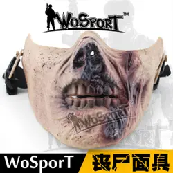 WoSporT тактический маска зомби Половина Лица Пейнтбол Маска ударопрочность защитная маска для Хэллоуина Пейнтбол Аксессуары
