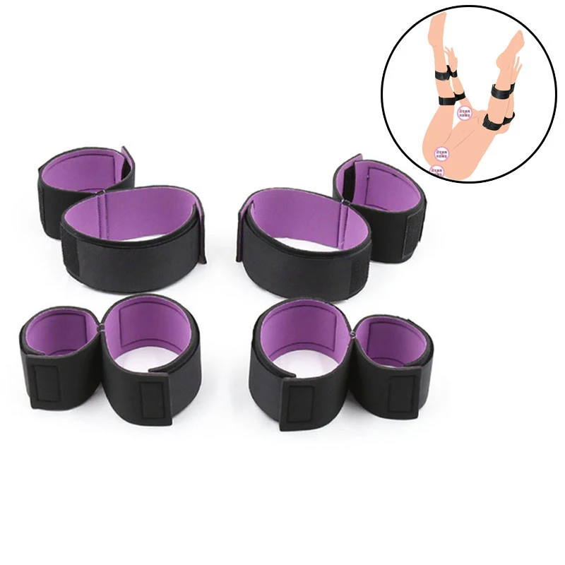

Soft Padded Spong Hand Cuffs Ankle Cuffs Thigh Cuffs Restraint System,Locking Hands to Thighs Harness Sexy Accessories Set