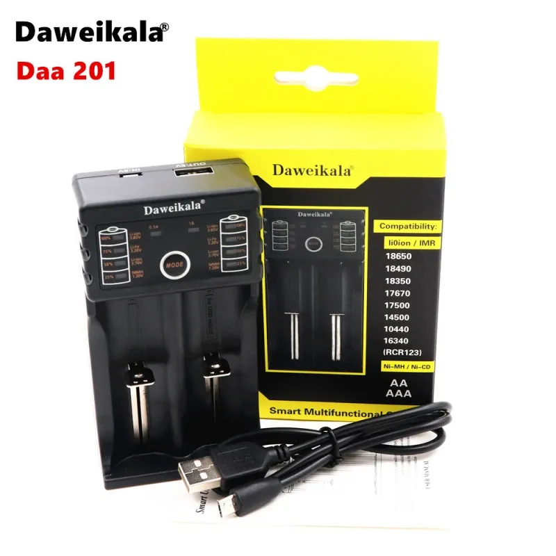 

2018 DaweiKala Daa-201 USB Intelligent Battery Charger with Power Bank Function for Ni-MH Lithium for 18650 26650 18350 14500