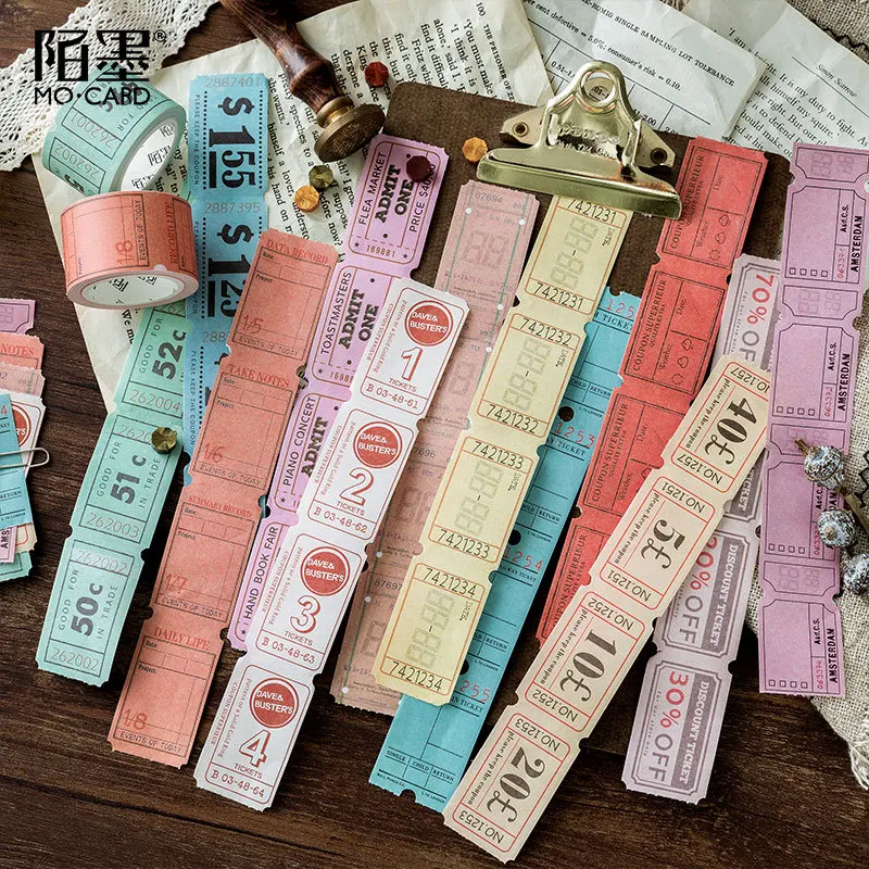 

1 pcs Washi Masking Tapes Retro bill can be torn series Decorative Adhesive Scrapbooking DIY Paper Stickers 3cm*5m