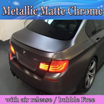 

Anthracite Metallic matte chrome Vinyl Car Wrap film with Air Free / Dark Grey Gunmetal matt Vehicle tuning foil 1.52x20m/Roll
