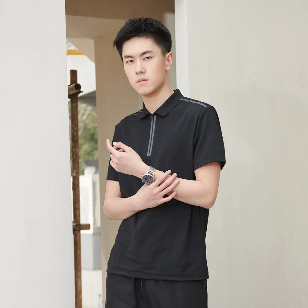 Xiaomi ULEEMARK Мужская модная спортивная рубашка поло, дышащая моющаяся YKK на молнии, с отворотом, с коротким рукавом